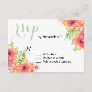RSVP-Karte für Korallen und Rosa Blumenzwiebeln RSVP Karte