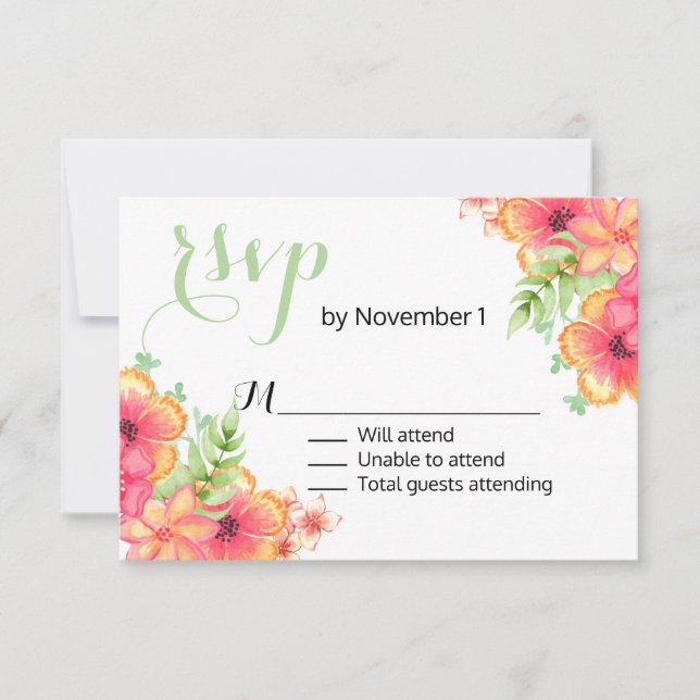 RSVP-Karte für Korallen und Rosa Blumenzwiebeln RSVP Karte (Vorderseite)