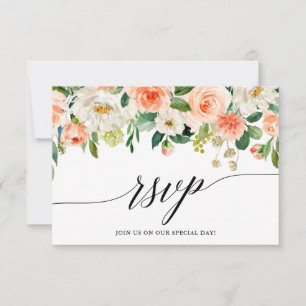 RSVP-Karte für Korallenblumenhochzeiten RSVP Karte