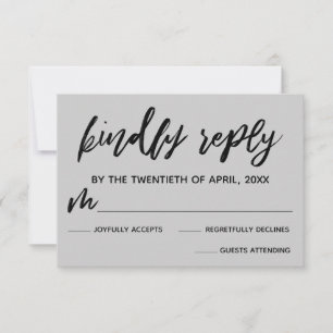 RSVP-Karte für lässige Handschrift, leicht grau, H RSVP Karte