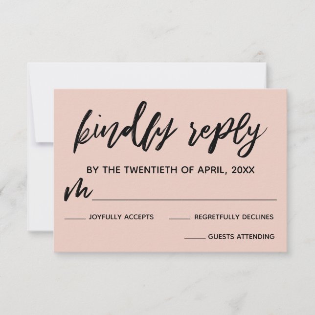 RSVP-Karte für lässige Handschrift Rosa Hochzeit RSVP Karte (Vorderseite)
