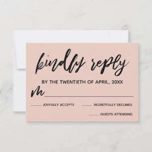 RSVP-Karte für lässige Handschrift Rosa Hochzeit RSVP Karte