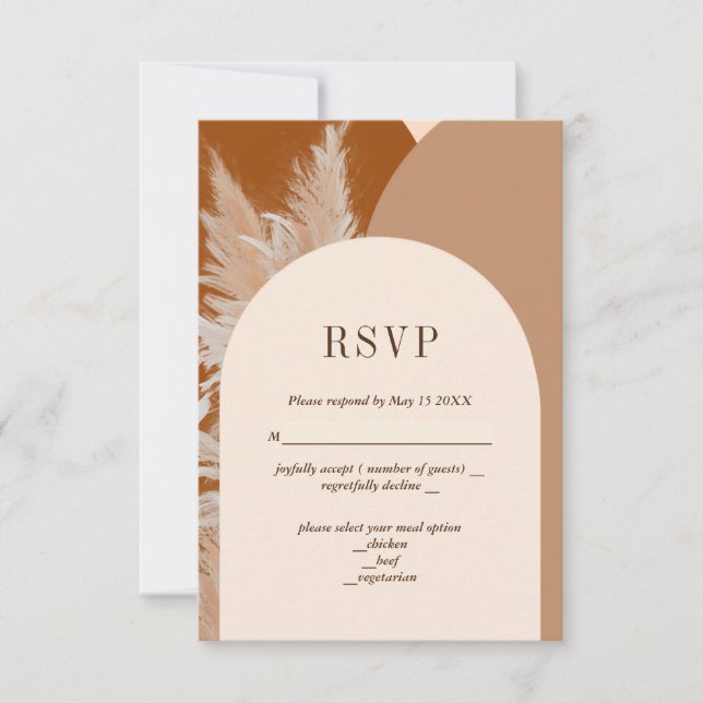 RSVP-Karte für leichte Pampasgras und Bögen RSVP Karte (Vorderseite)