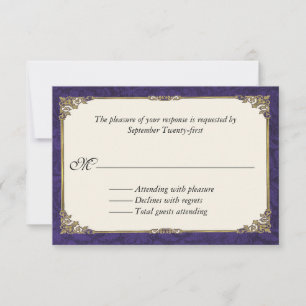 RSVP-Karte für lila Damaskus-Hochzeitreaktion RSVP Karte
