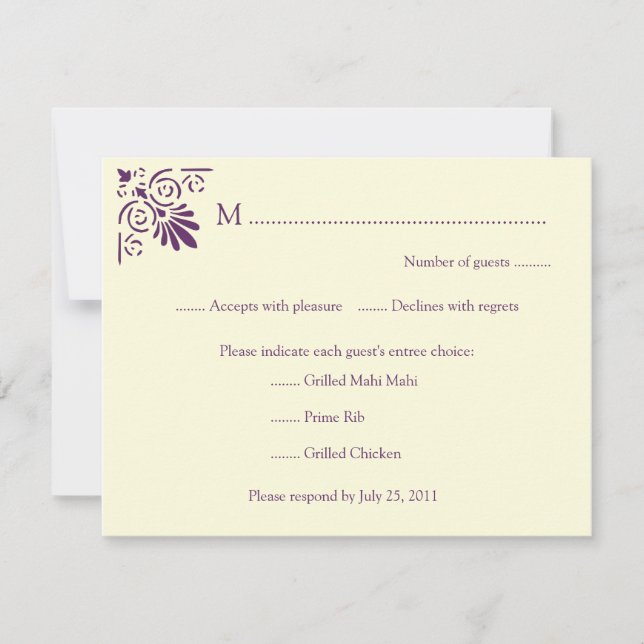 RSVP-Karte für lila Deko-Elemente RSVP Karte (Vorderseite)