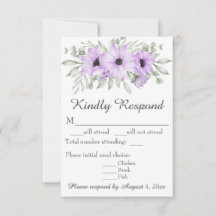 RSVP-Karte für lila Lavendelschrift