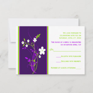 RSVP-Karte für lila, Limone, weiße Blütenblütenhoc Einladung
