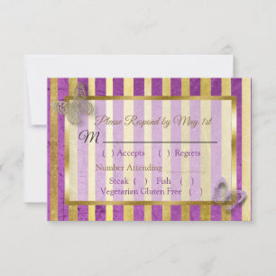 RSVP-Karte für lila und goldgestreifte Schmetterli RSVP Karte