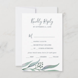 RSVP-Karte für lila und grüne Eukalyptus RSVP Karte