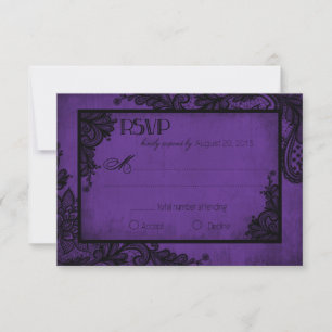 RSVP-Karte für Lila und schwarze Spitzen RSVP Karte