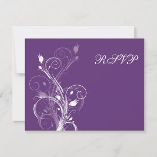 RSVP-Karte für lila und weiße Blumen Einladung
