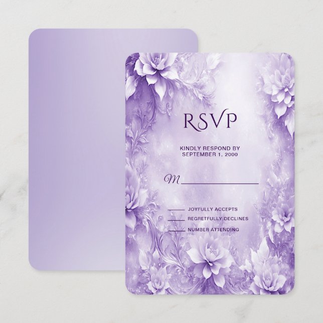 RSVP-Karte für lila weiße Blume RSVP Karte (Vorne/Hinten)