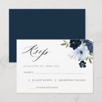 RSVP-Karte für Marine und hellblau