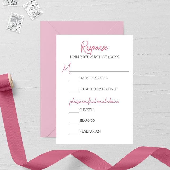 RSVP-Karte für Minimalistisch rosa Hochzeit RSVP Karte (Von Creator hochgeladen)