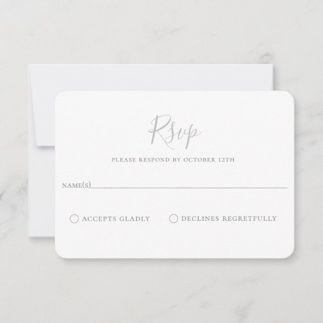 RSVP-Karte für Minimalistische graue Hochzeit RSVP Karte (Vorderseite)