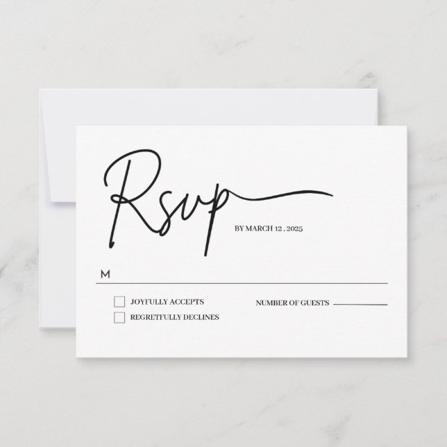 RSVP-Karte für Minimalistische handgeschriebene Sk RSVP Karte (Vorderseite)