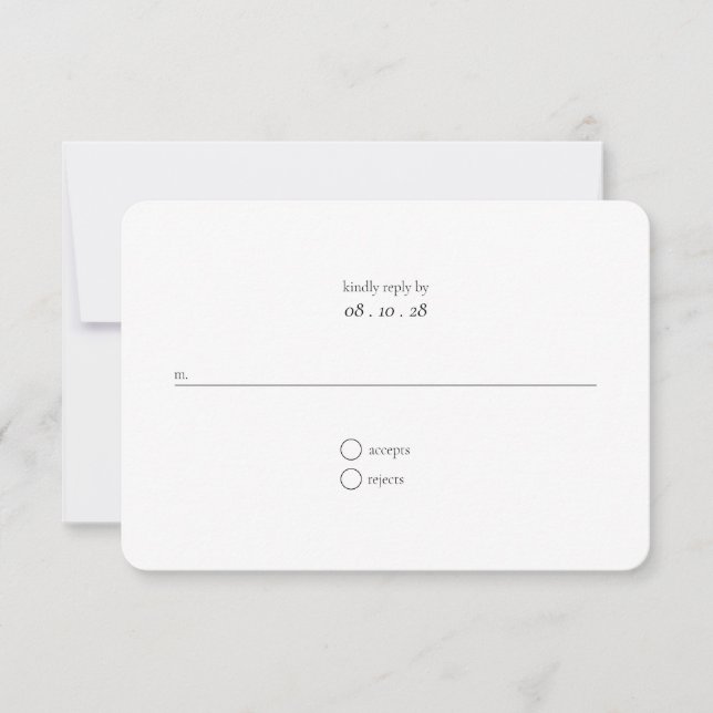 RSVP-Karte für Minimalistische Schwarz-Weiß-Hochze (Vorderseite)