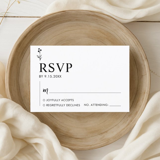 RSVP-Karte für Minimalistische Schwarz-Weiß-Hochze RSVP Karte (Von Creator hochgeladen)