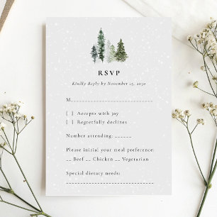 RSVP-Karte für Minimalistische Winterwaldhochzeit RSVP Karte