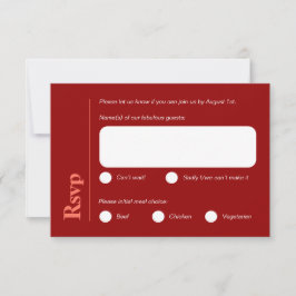 RSVP-Karte für Minimalistisches helles Rotes Mahl RSVP Karte