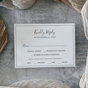RSVP-Karte für Minimalistisches horizontales Menü RSVP Karte
