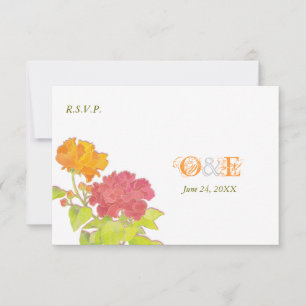 RSVP-Karte für mit Monogramm Peony Wedding RSVP Karte