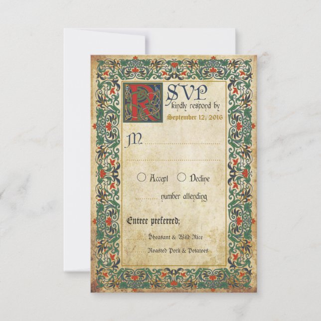 RSVP-Karte für mittelalterliches Manuskript RSVP Karte (Vorderseite)