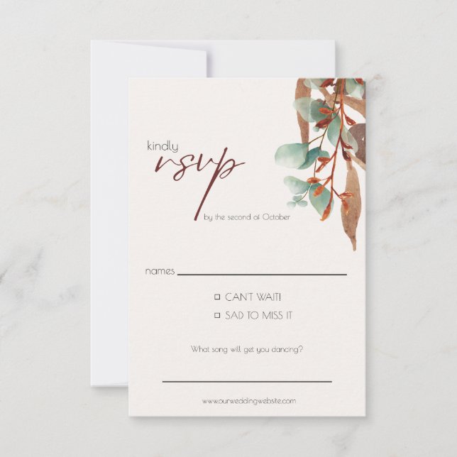 RSVP-Karte für moderne Herbstblätter RSVP Karte (Vorderseite)
