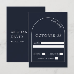 RSVP-Karte für moderne Hochzeiten in Navy RSVP Karte