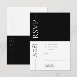 RSVP-Karte für moderne Hochzeiten in Schwarz und W RSVP Karte