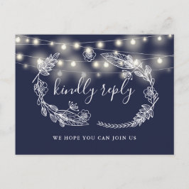 RSVP-Karte für Navy Blue Floral Song Einladungspostkarte