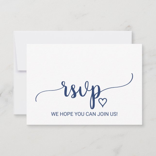 RSVP-Karte für Navy Blue Simple Calligraphy RSVP Karte (Vorderseite)