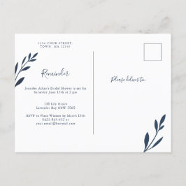 RSVP-Karte für Navy- und Rosa Foliage-Erinnerung Einladungspostkarte