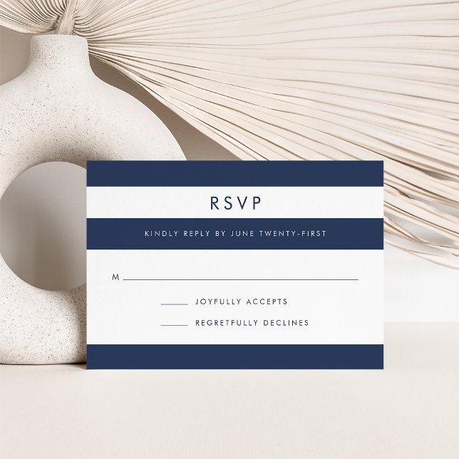 RSVP-Karte für Navy & White Strip RSVP Karte (Von Creator hochgeladen)