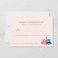 RSVP-Karte für niedliche Groom Owl und Bride Owl