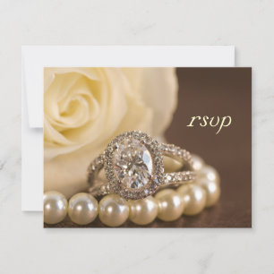 RSVP-Karte für Oval Diamond Ring und White Rose RSVP Karte