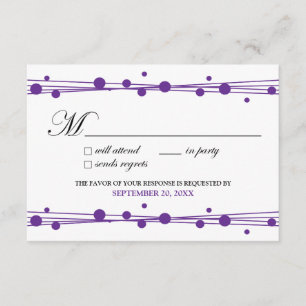 RSVP-Karte für Punkte und Stroh (weiß/periwinkle) RSVP Karte