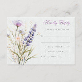 RSVP-Karte für romantische violette Blumenzehen Begleitkarte