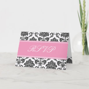 RSVP-Karte für rosa Damaske Einladung