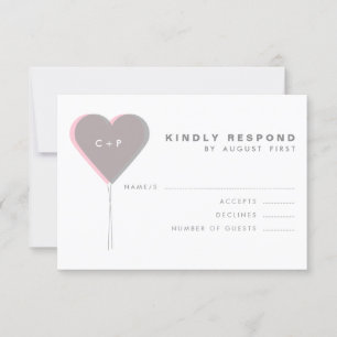 RSVP-Karte für rosa und graue Zweihörer-Balloons RSVP Karte