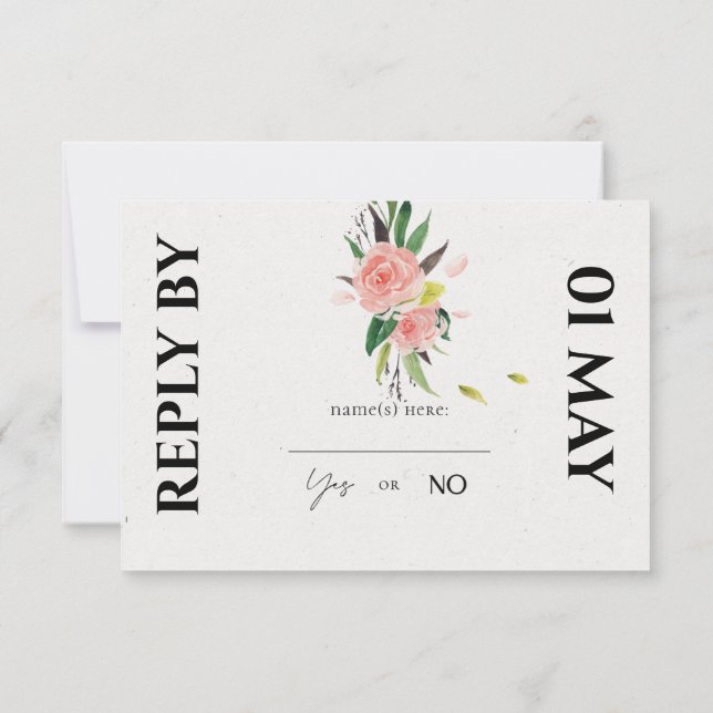 RSVP-Karte für Rose und Blattwerk RSVP Karte (Rückseite)