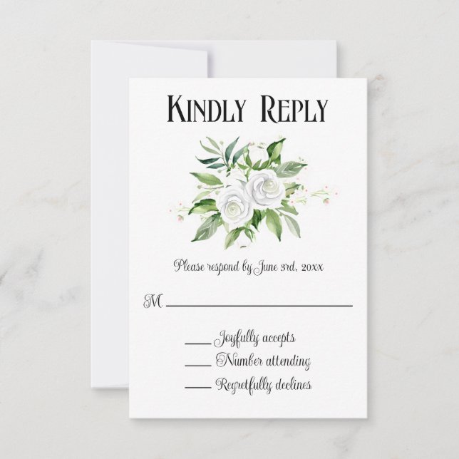 RSVP-Karte für Rosen und Gipskraut Einladung (Vorderseite)