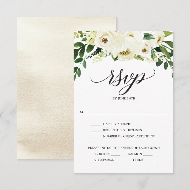 RSVP-Karte für Roses Wedding Einladung (Vorne/Hinten)