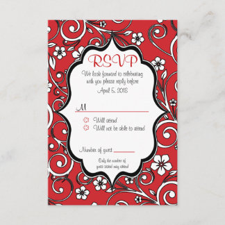 RSVP-Karte für Rot und Schwarz Einladung