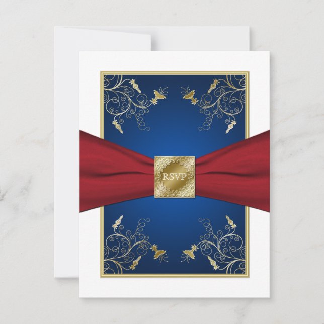 RSVP-Karte für Rot, Weiß und Blau RSVP Karte (Vorderseite)