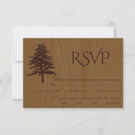RSVP-Karte für rustikale Hochzeit mit Holzbaum RSVP Karte