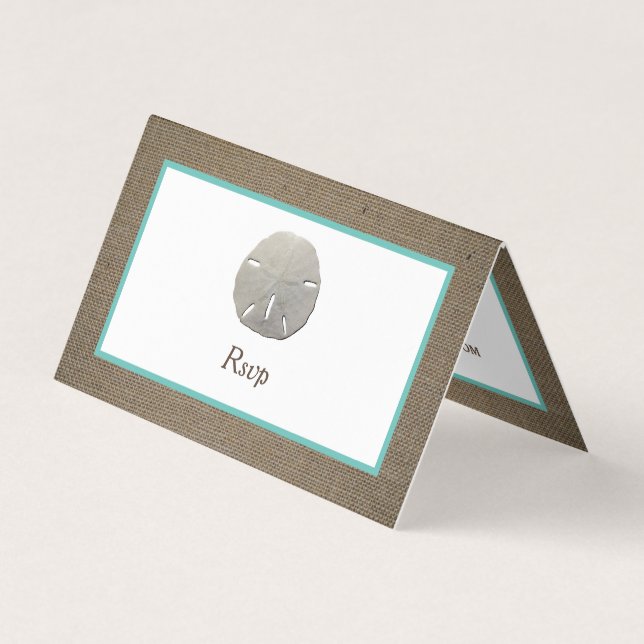 RSVP-Karte für Sand Dollar & Burlap-Foto Visitenkarten (Vorderseite)