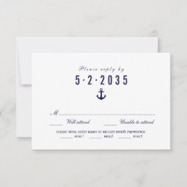 RSVP-Karte für saubere, weiße Nautische Hochzeit - RSVP Karte