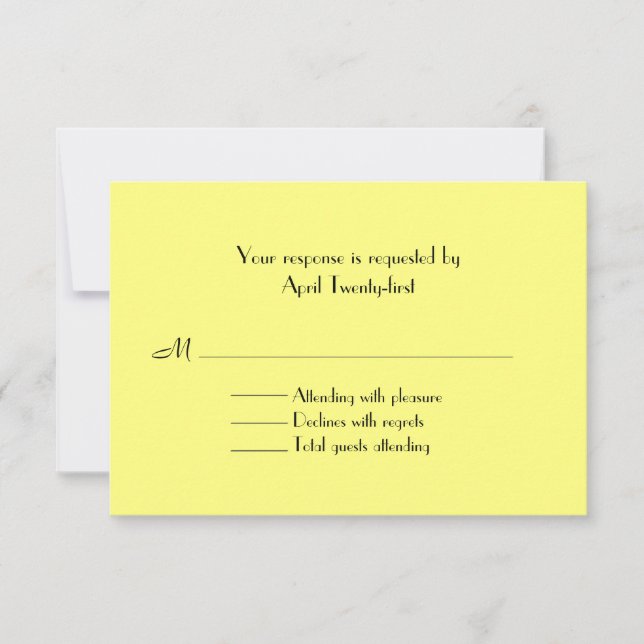 RSVP-Karte für Schwarz-Gelb-Hochzeit RSVP Karte (Vorderseite)
