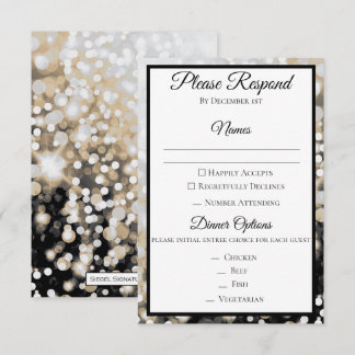 RSVP-Karte für Schwarz und Gold Einladung
